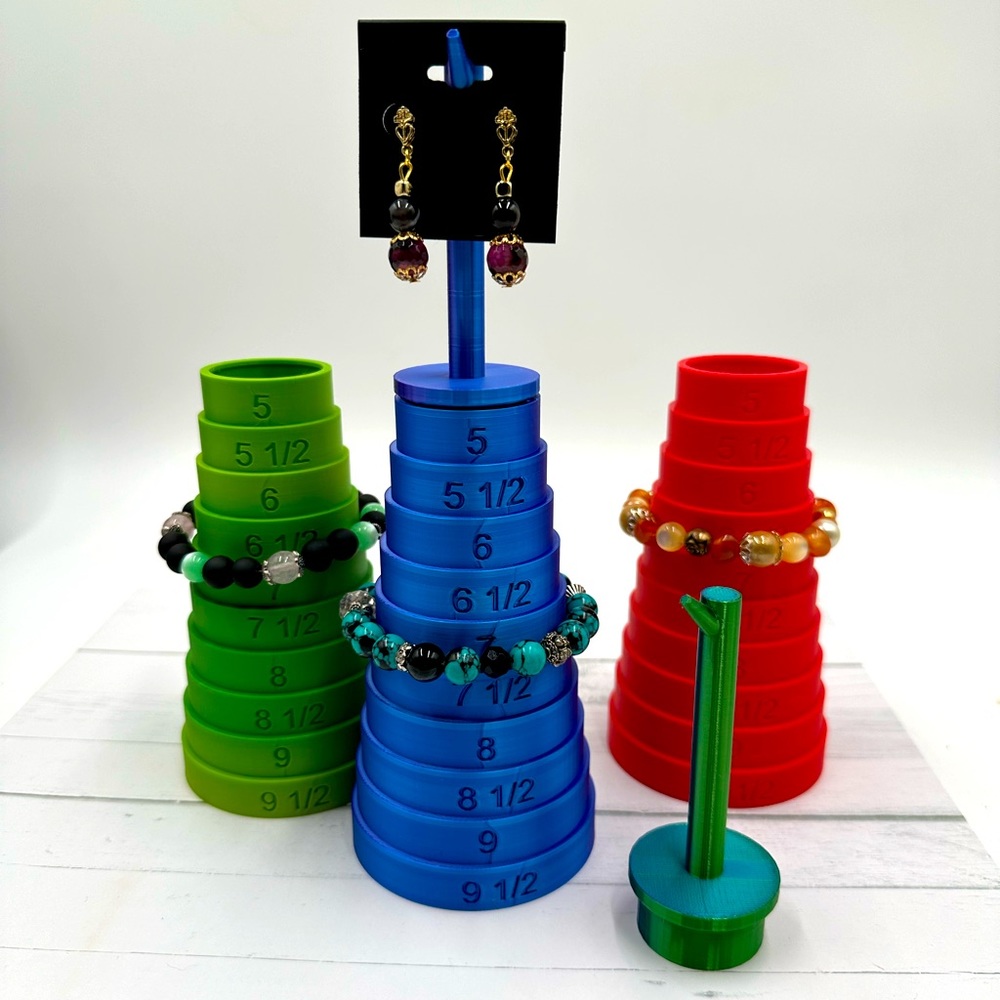 No Discounts - Combo Bracelet Sizer Measuring Tool & Earring Stand - 3D Printed